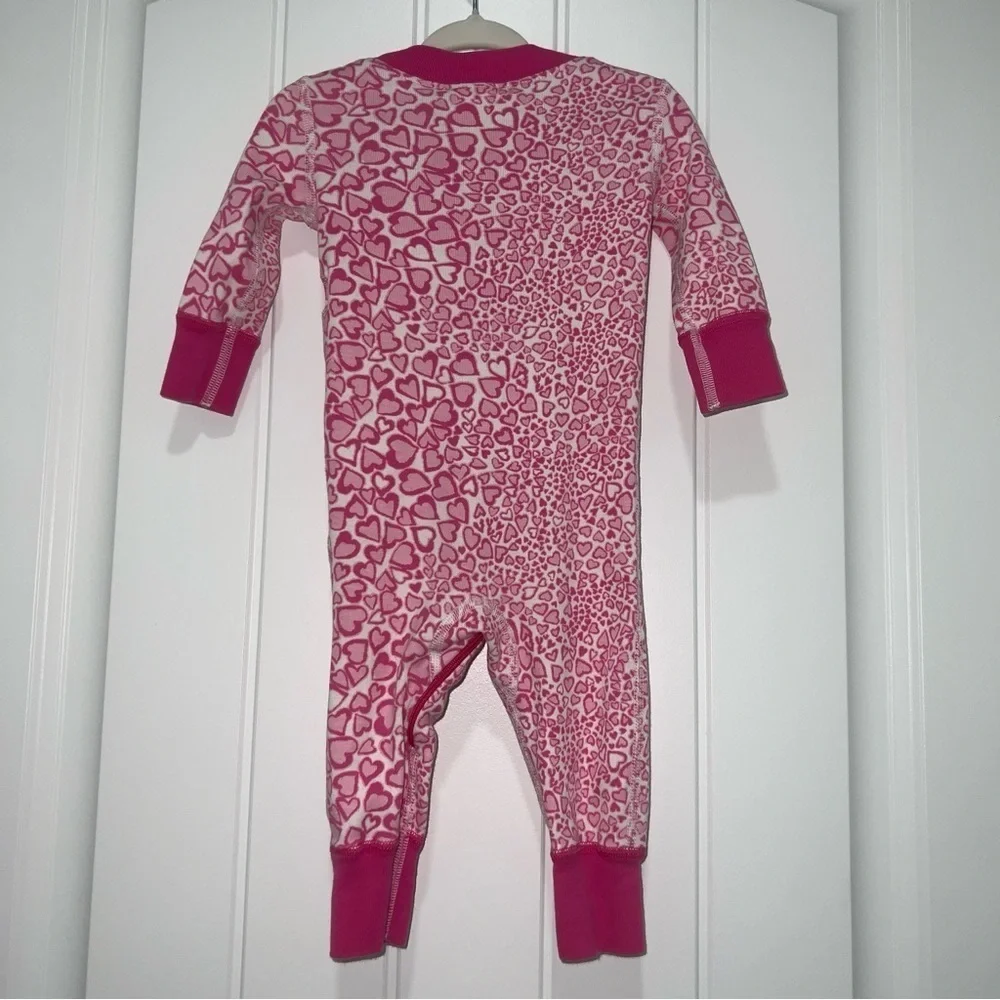 Hanna Andersson Long Sleeve Heart Zip Up Onesie Size 6-9 Months